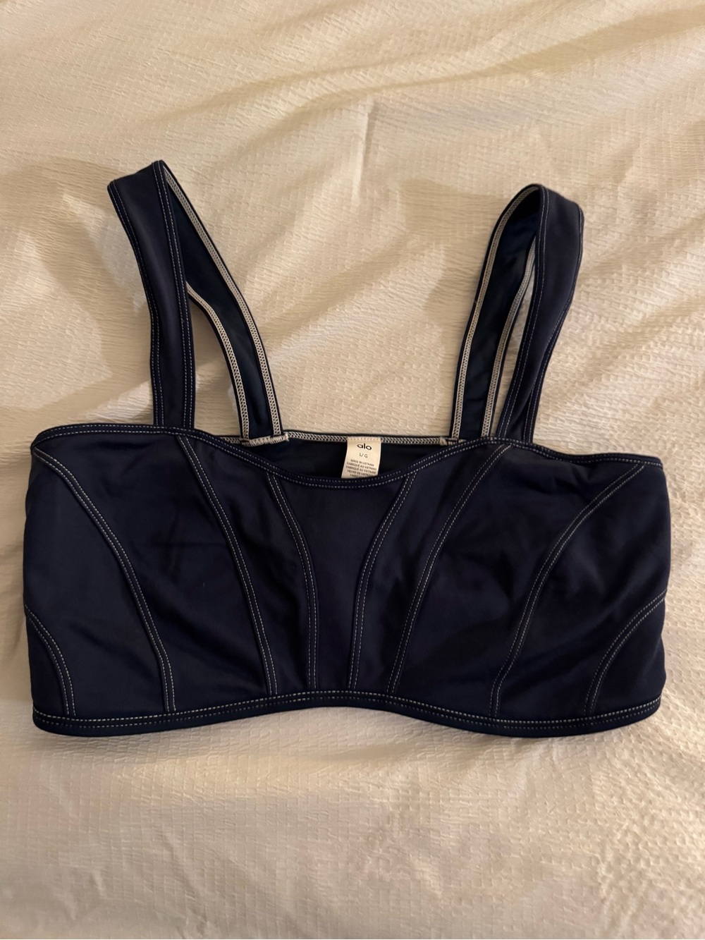 ALO Yoga Navy Seam-Panel Sports Bralette